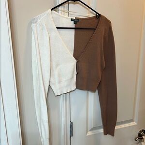 Wild Fable Two-Tone Cardigan - Cream and Brown